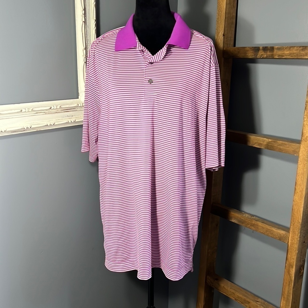 FJ FootJoy Golf Performance Polo Shirt Mens XL Stripes Office Work